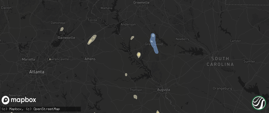 Hail map in Mount Carmel, SC on May 22, 2026