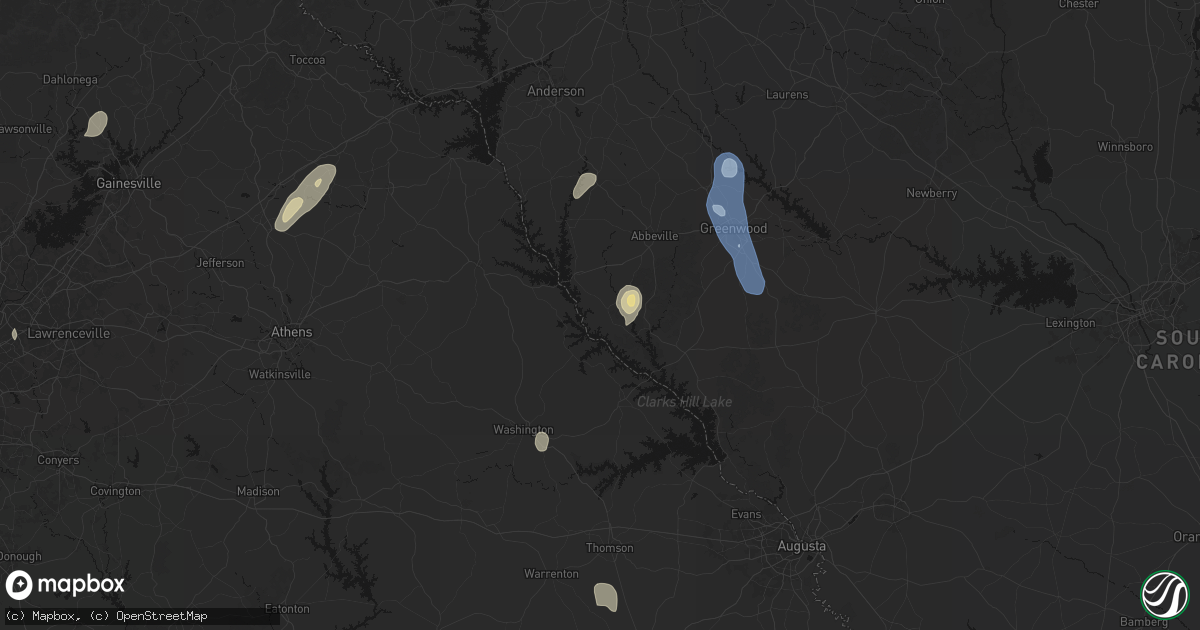 Hail map in Mount Carmel, SC on May 22, 2026