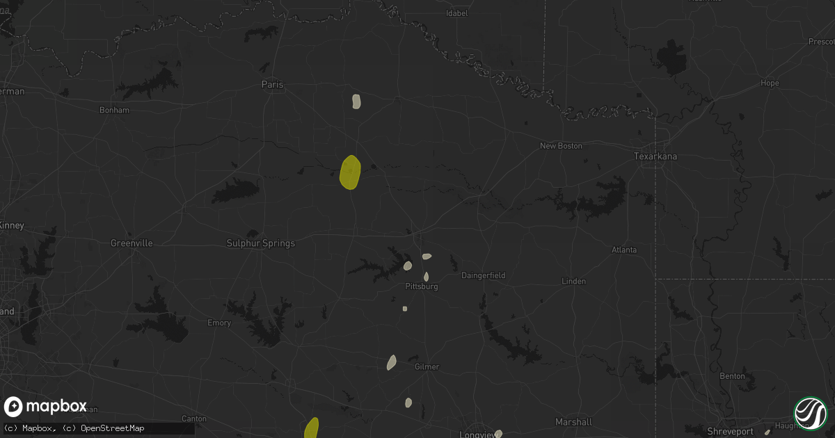 Hail map in Mount Pleasant, TX on May 22, 2026