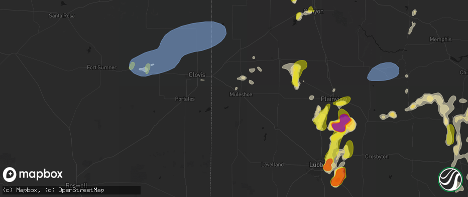 Hail map in Muleshoe, TX on May 22, 2026