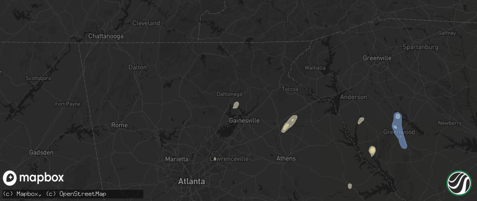 Hail map in Murrayville, GA on May 22, 2026