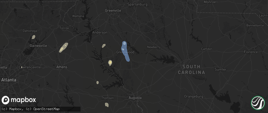 Hail map in Ninety Six, SC on May 22, 2026