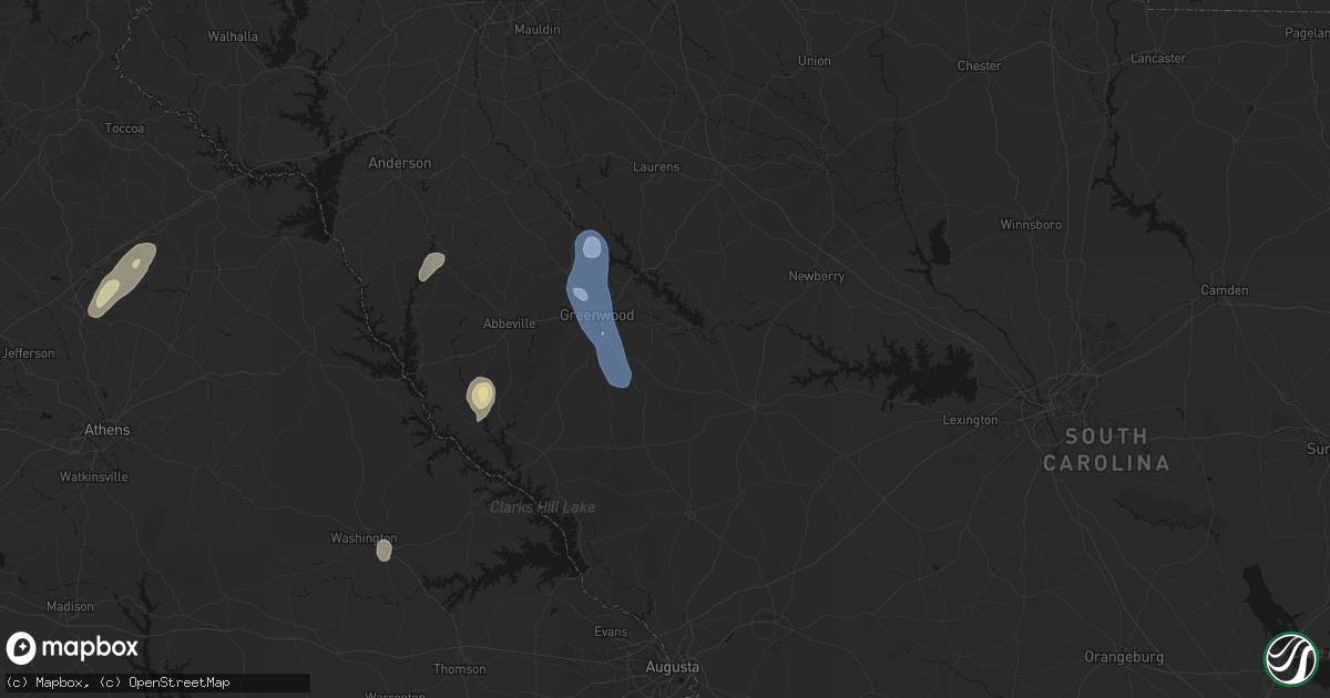 Hail map in Ninety Six, SC on May 22, 2026