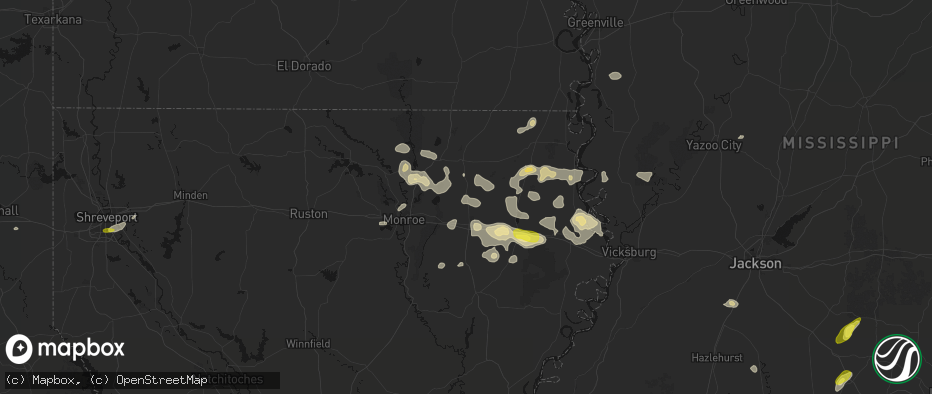Hail map in Oak Ridge, LA on May 22, 2026