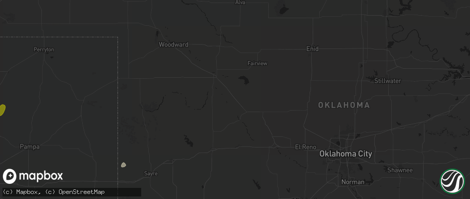 Hail map in Oakwood, OK on May 22, 2026