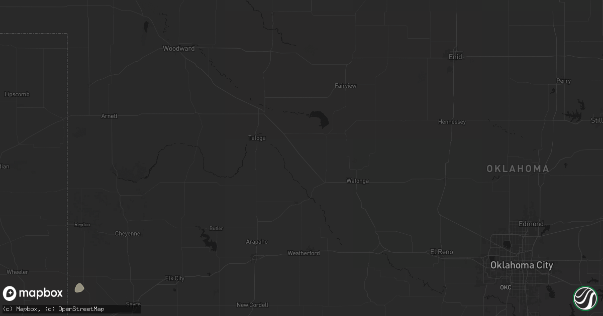 Hail map in Oakwood, OK on May 22, 2026
