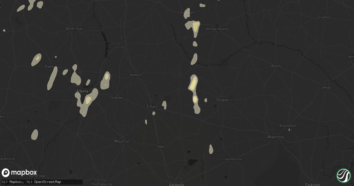Hail map in Ocilla, GA on May 22, 2026