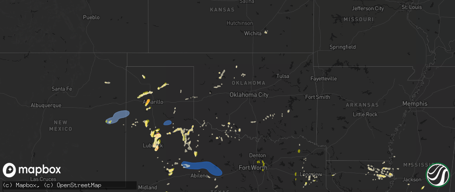 Hail map in Oklahoma on May 22, 2026