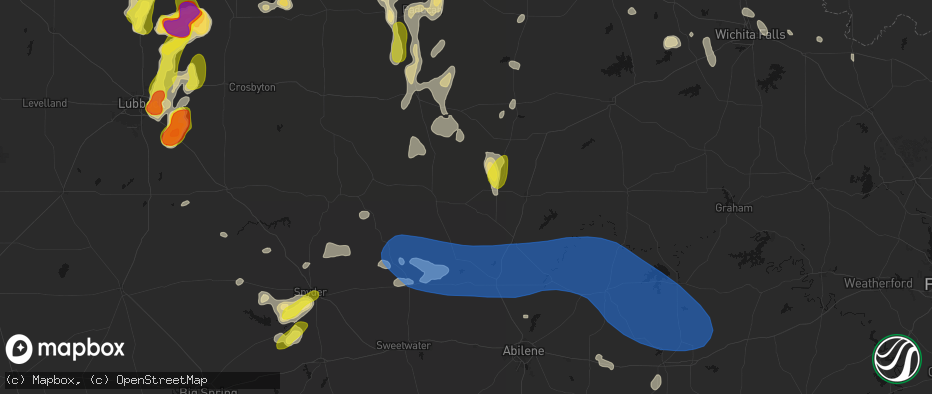 Hail map in Old Glory, TX on May 22, 2026