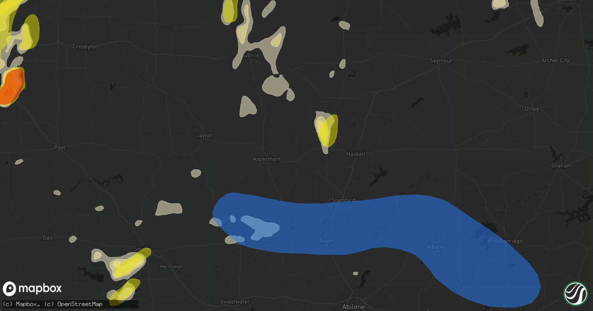 Hail map in Old Glory, TX on May 22, 2026
