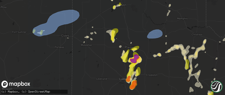 Hail map in Olton, TX on May 22, 2026