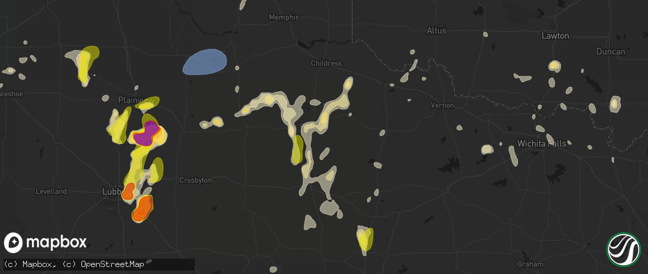 Hail map in Paducah, TX on May 22, 2026