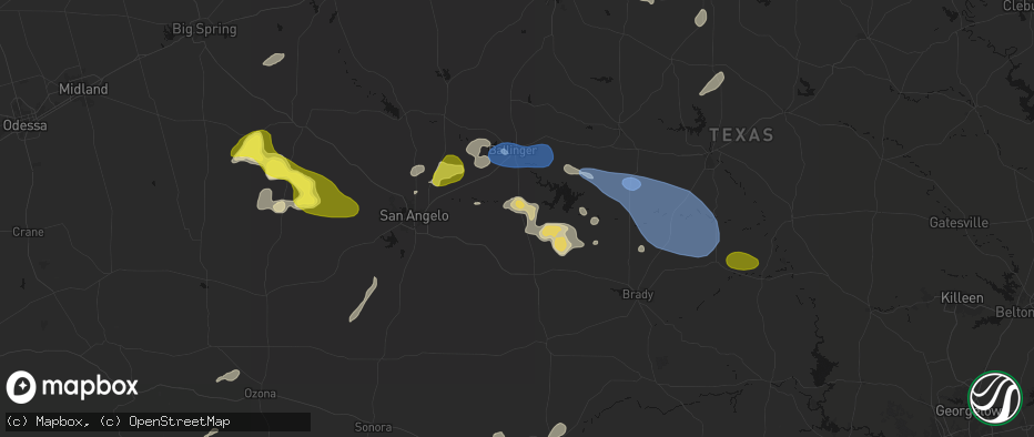 Hail map in Paint Rock, TX on May 22, 2026