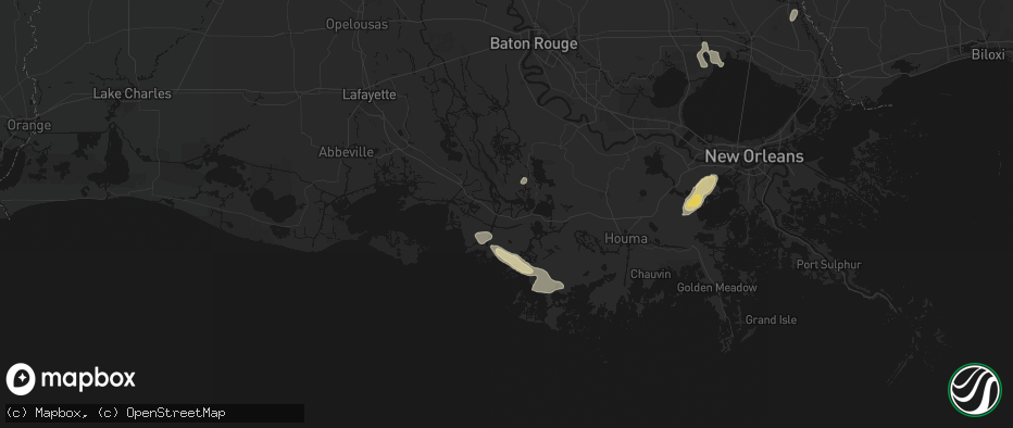 Hail map in Patterson, LA on May 22, 2026