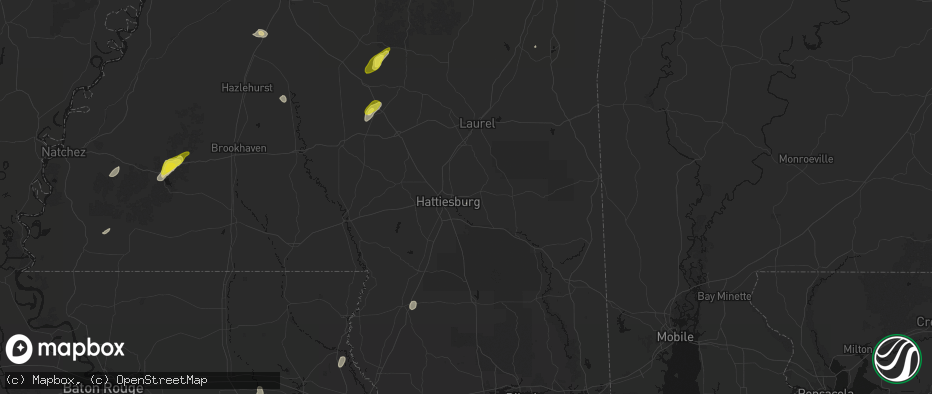 Hail map in Petal, MS on May 22, 2026