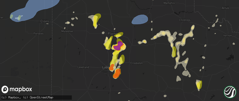 Hail map in Petersburg, TX on May 22, 2026