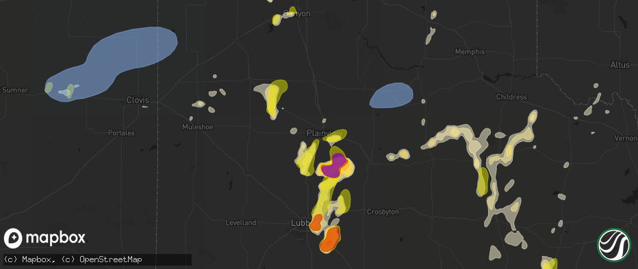 Hail map in Plainview, TX on May 22, 2026