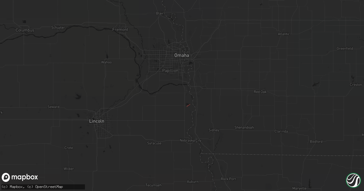 Hail map in Plattsmouth, NE on May 22, 2026