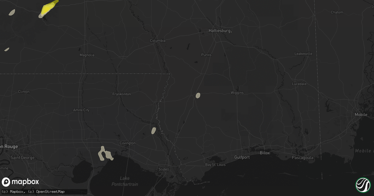 Hail map in Poplarville, MS on May 22, 2026