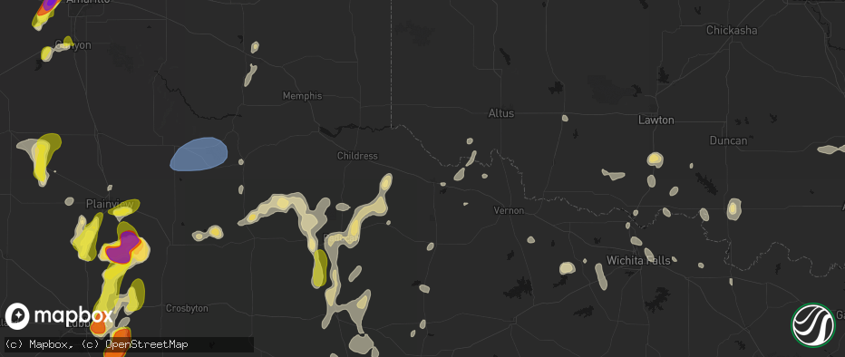 Hail map in Quanah, TX on May 22, 2026
