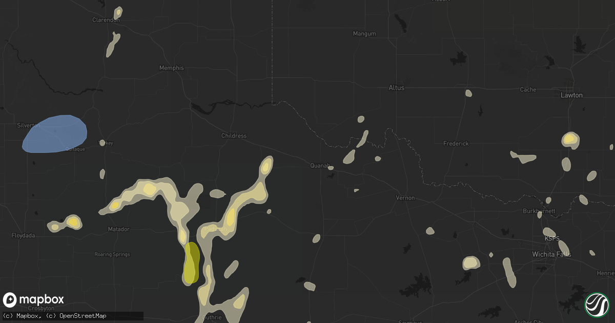 Hail map in Quanah, TX on May 22, 2026