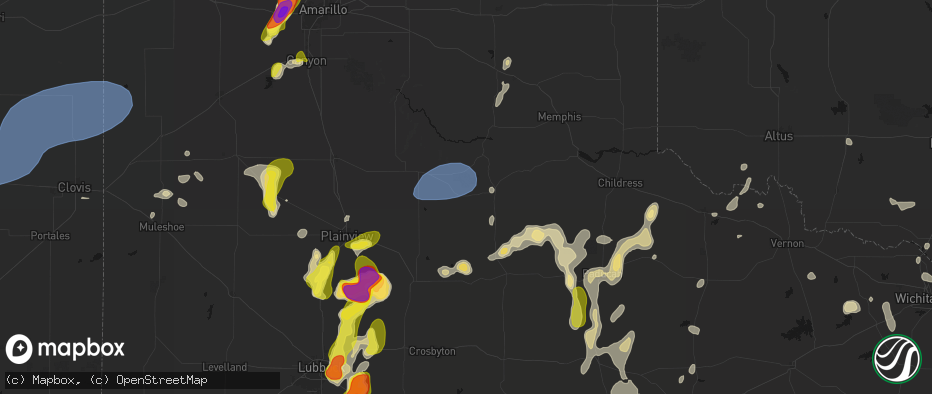 Hail map in Quitaque, TX on May 22, 2026