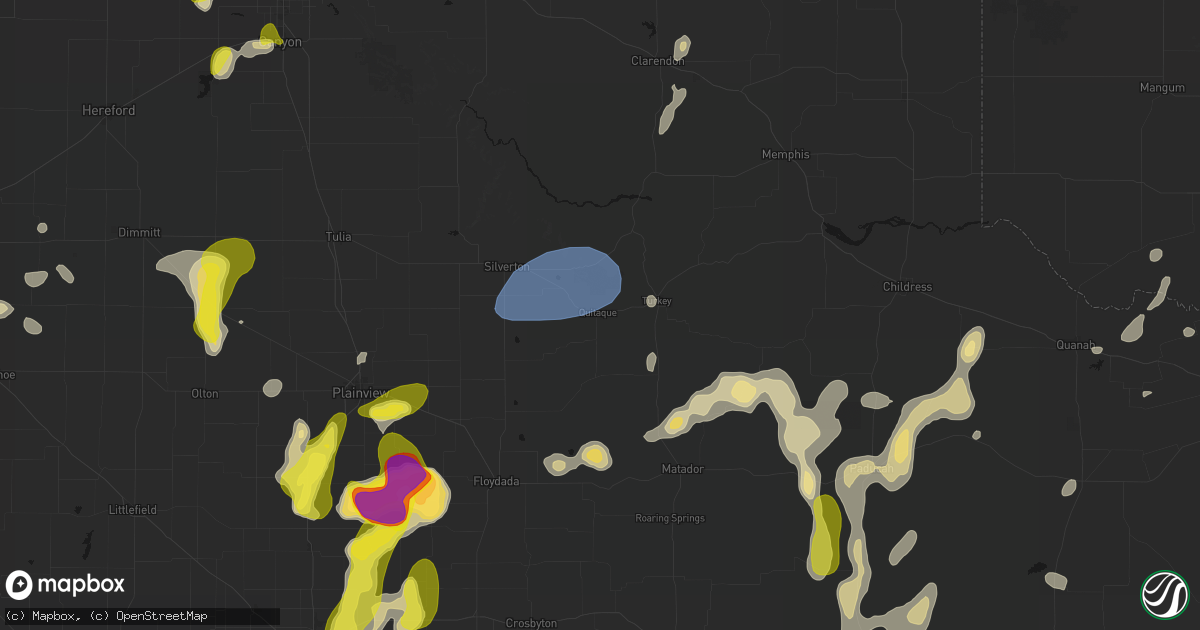 Hail map in Quitaque, TX on May 22, 2026