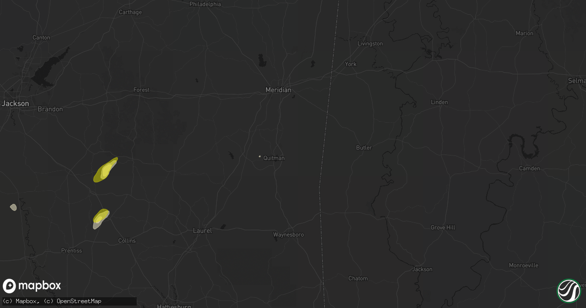 Hail map in Quitman, MS on May 22, 2026