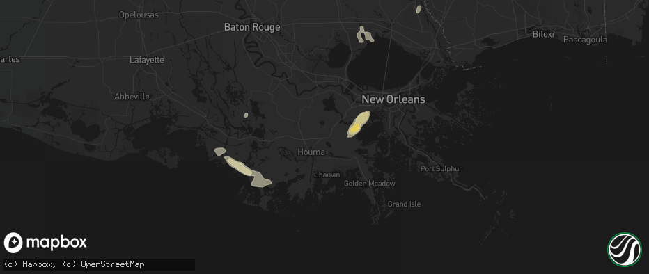Hail map in Raceland, LA on May 22, 2026