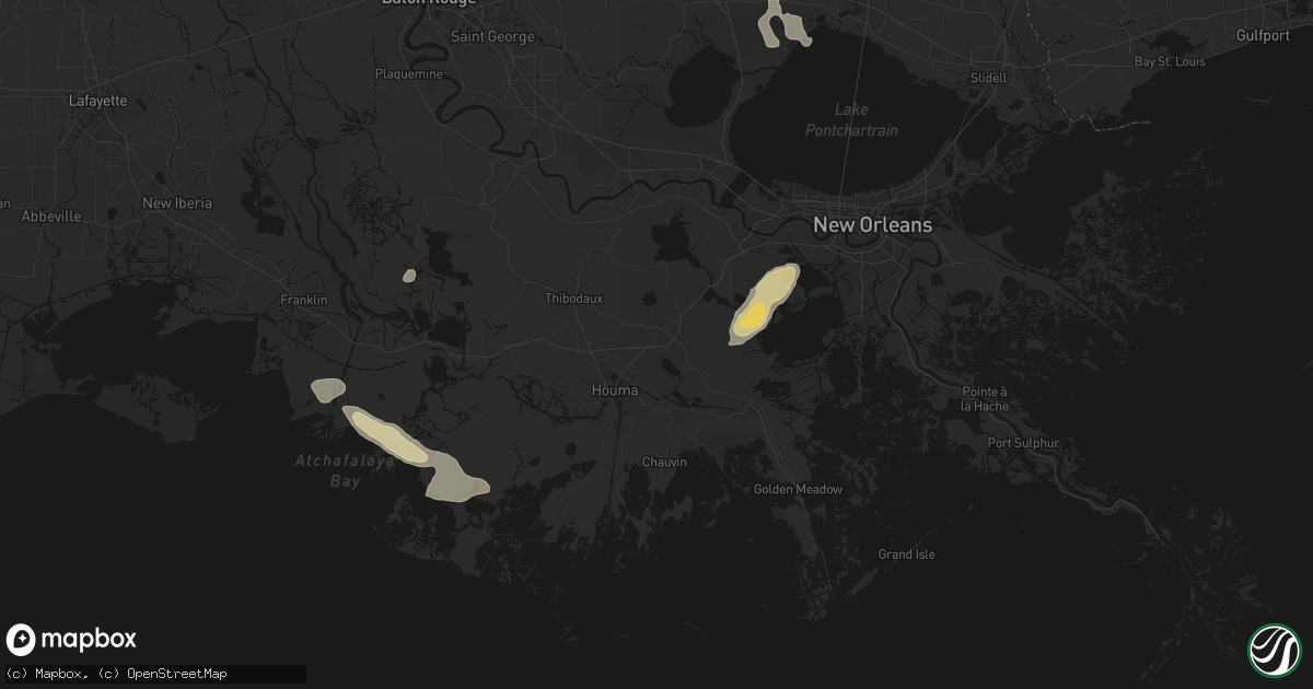 Hail map in Raceland, LA on May 22, 2026