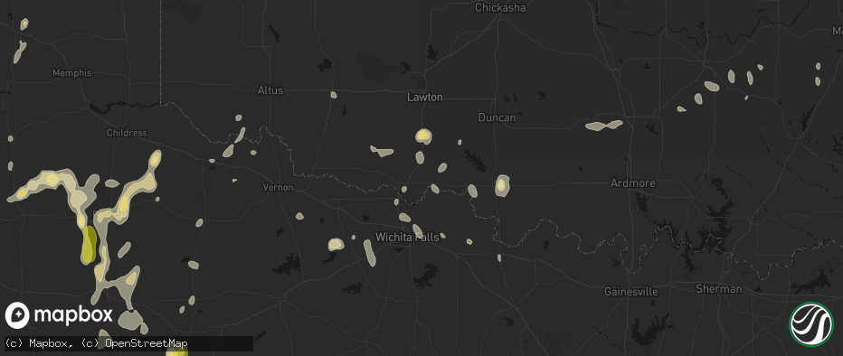 Hail map in Randlett, OK on May 22, 2026