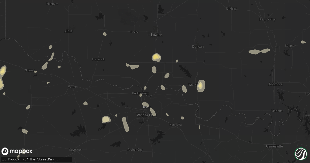 Hail map in Randlett, OK on May 22, 2026