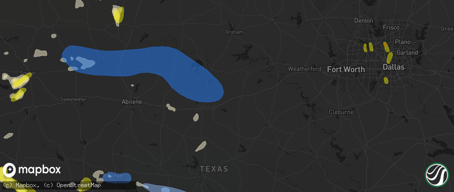 Hail map in Ranger, TX on May 22, 2026