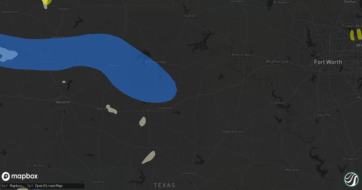 Hail map in Ranger, TX on May 22, 2026