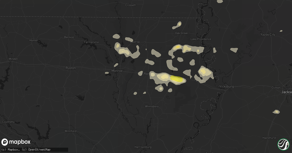 Hail map in Rayville, LA on May 22, 2026