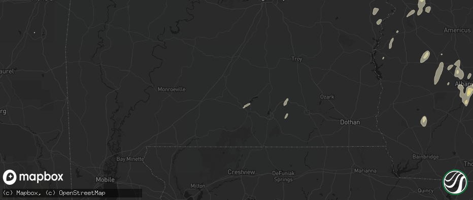 Hail map in Red Level, AL on May 22, 2026