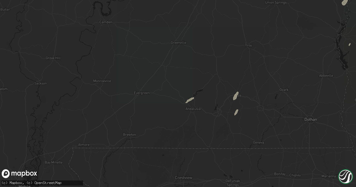 Hail map in Red Level, AL on May 22, 2026