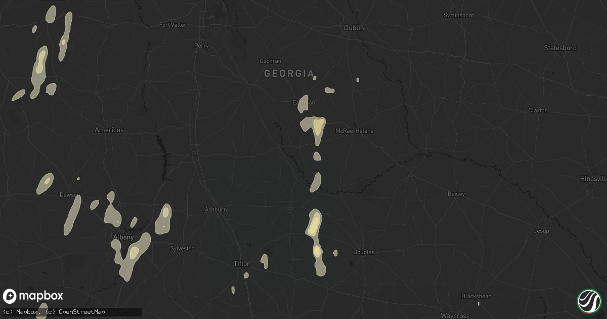 Hail map in Rhine, GA on May 22, 2026