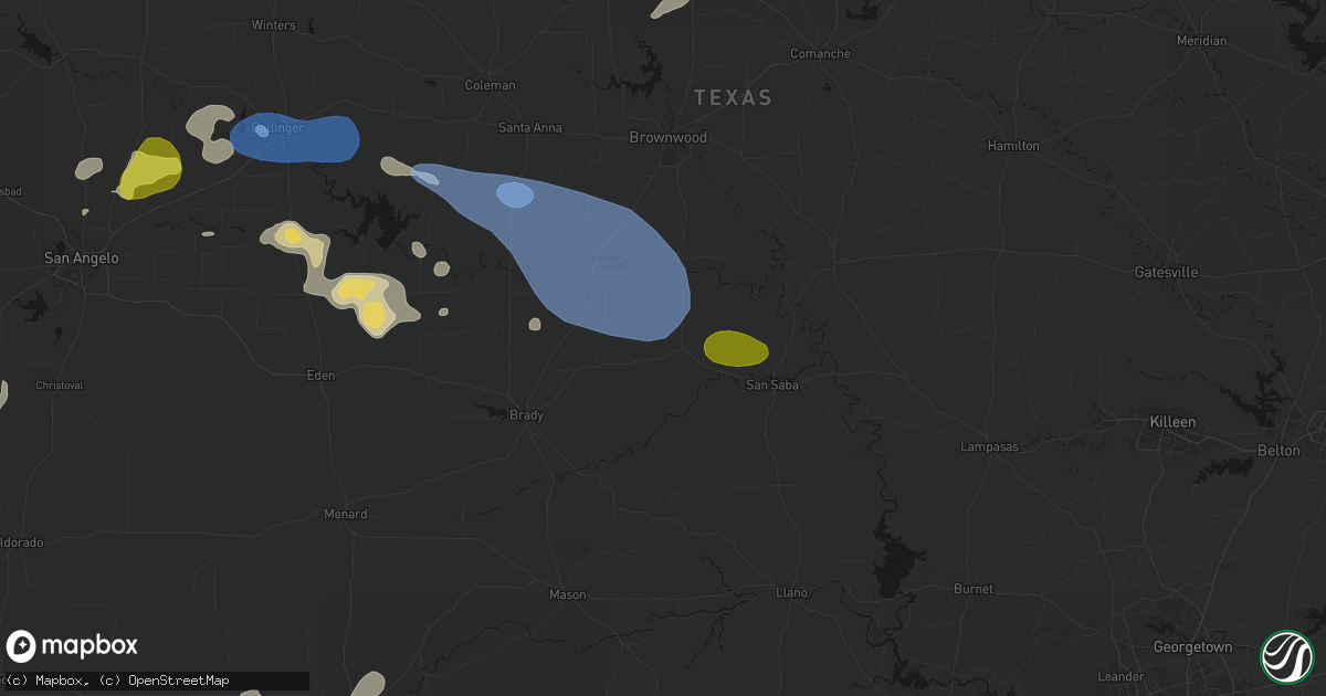 Hail map in Richland Springs, TX on May 22, 2026