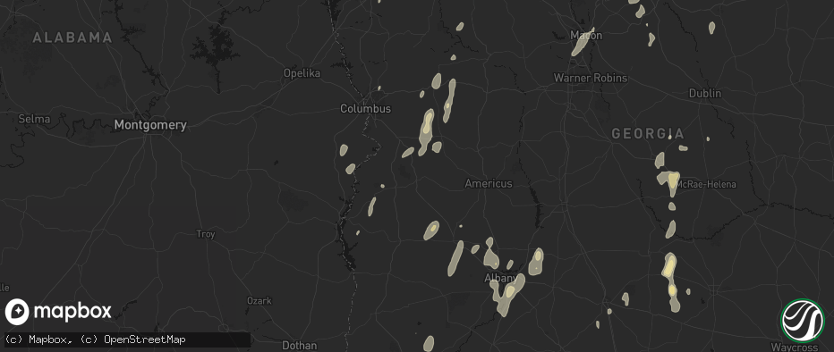 Hail map in Richland, GA on May 22, 2026