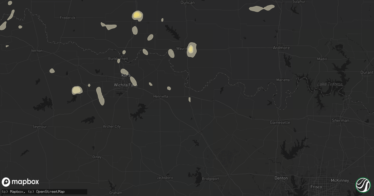 Hail map in Ringgold, TX on May 22, 2026