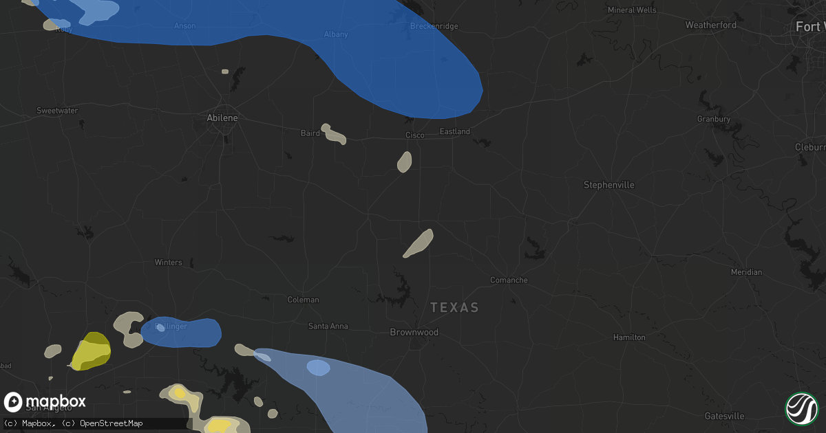 Hail map in Rising Star, TX on May 22, 2026