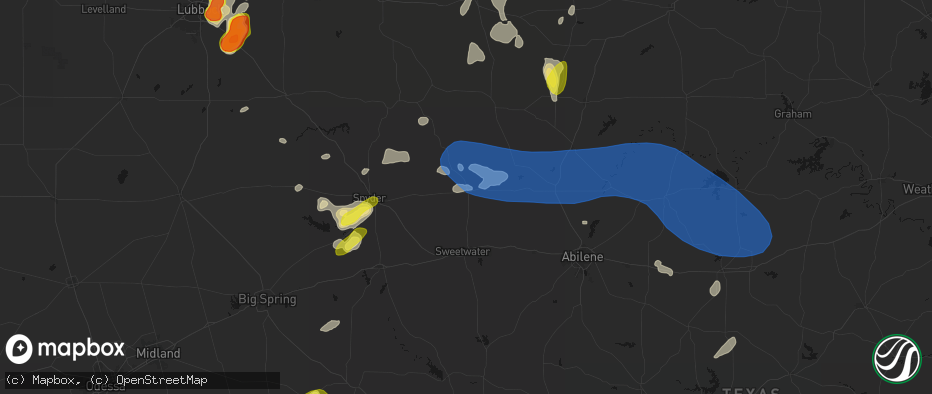 Hail map in Roby, TX on May 22, 2026