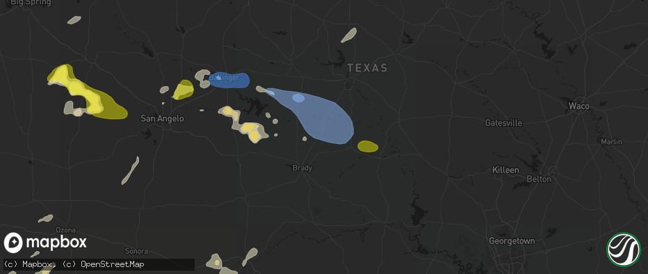 Hail map in Rochelle, TX on May 22, 2026
