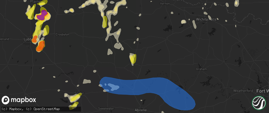 Hail map in Rochester, TX on May 22, 2026