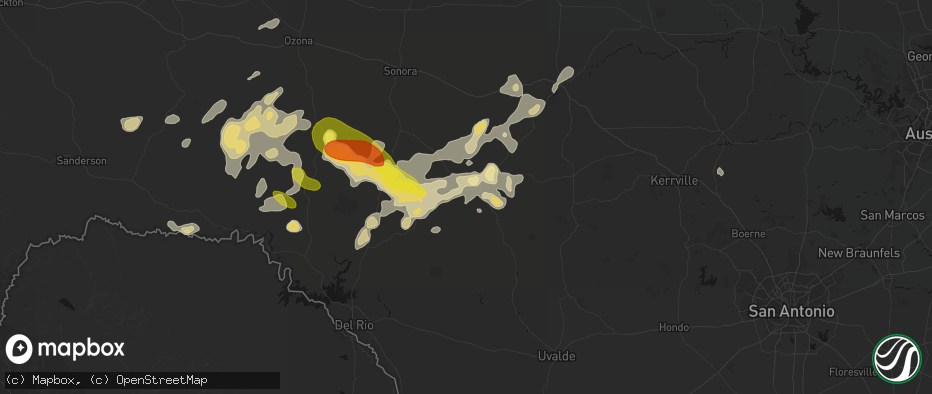 Hail map in Rocksprings, TX on May 22, 2026