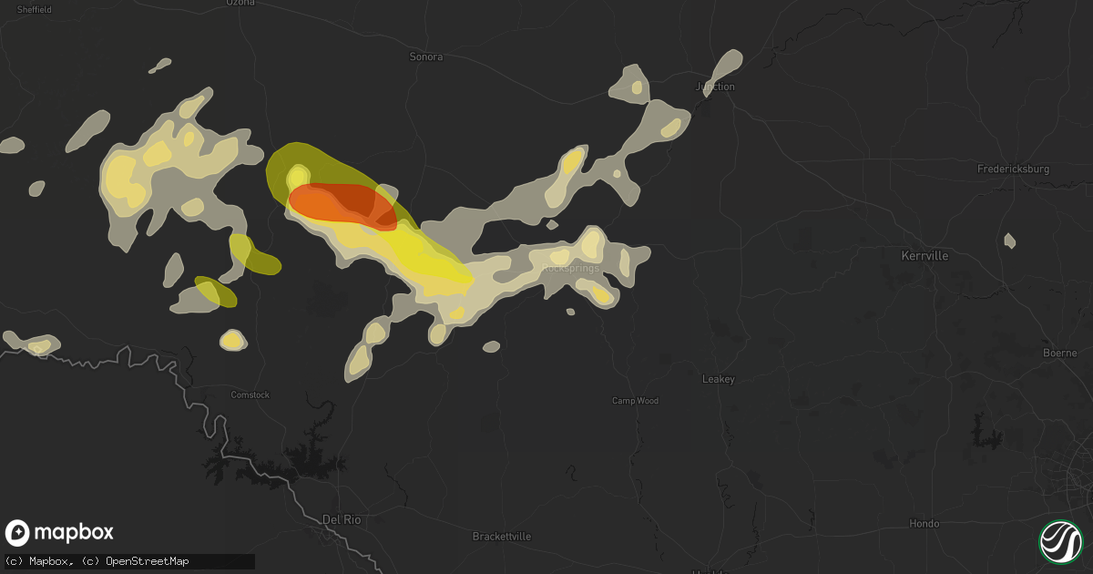 Hail map in Rocksprings, TX on May 22, 2026