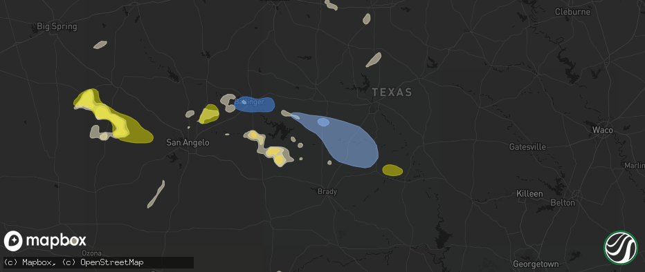 Hail map in Rockwood, TX on May 22, 2026