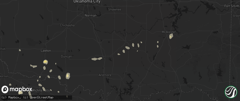 Hail map in Roff, OK on May 22, 2026