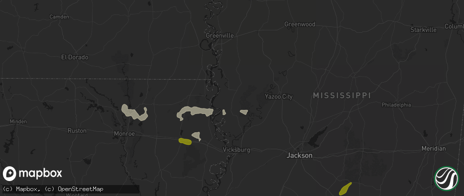 Hail map in Rolling Fork, MS on May 22, 2026